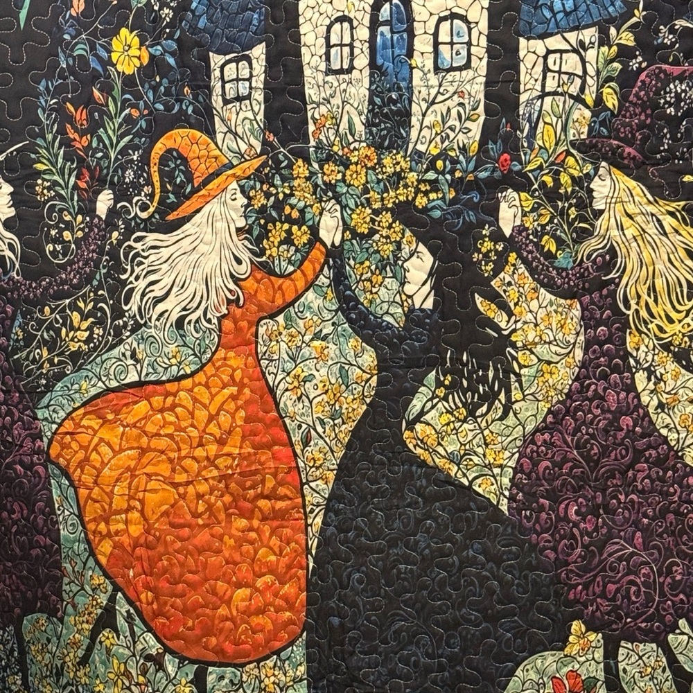 Colorful Witch Dance twin quilt - Picture 3 of 5
